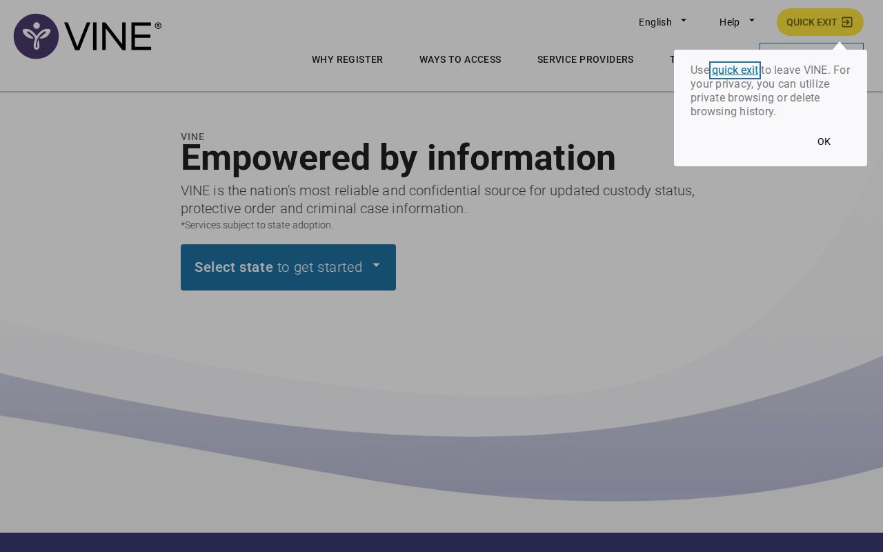 DeKalb County VINE inmate check search and notification screen